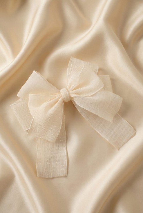 mašľa do vlasov pre dievčatá, elegantná sponka do vlasov, krémová mašľa, doplnky na prvé sväté prijímanie, slávnostné doplnky pre deti, sponky na svadby, dievčenské vlasové doplnky, jemne lesklá mašľa, darček pre dievčatá, mašľa na oslavy