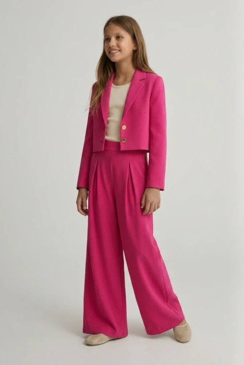 slávnostný dievčenský komplet emi v fuchsiovej farbe, dievčenský komplet ZOYA Fashion, komplet na prijímanie, slávnostný komplet pre dievča, slovenské detské oblečenie, ZOYA Fashion Slovensko